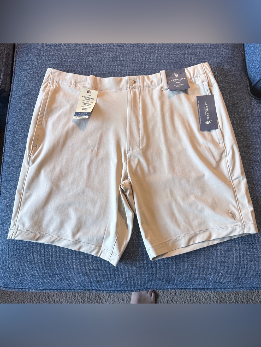 U.S. Polo Assn. Men’s Khaki Flat-Front Performance Shorts
